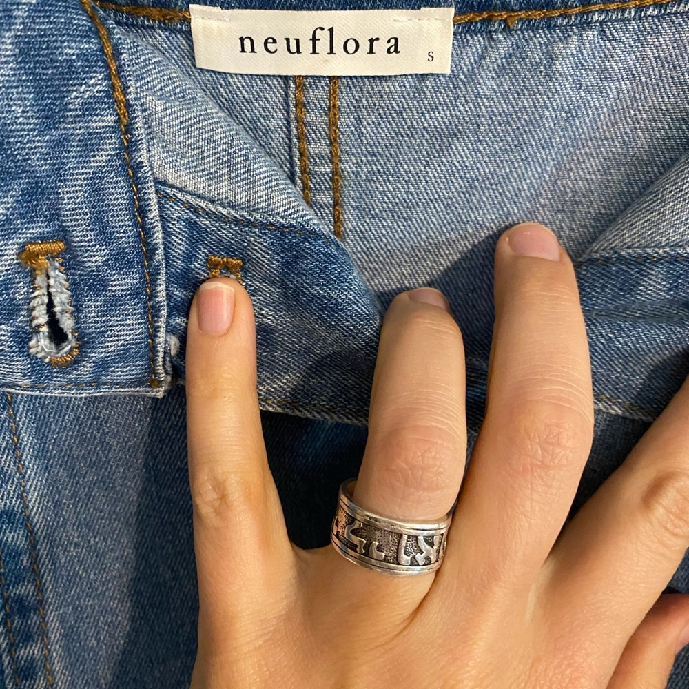 Neuflora Denim Button-Front A-Line Skirt - Blue - Picture 3 of 3